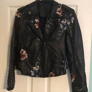 BLANK NYC leather look embroidered jacket. Like new sz S